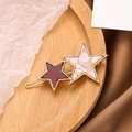 Minimalist double star hollow metal hair clip with pink marble and berry red finish - Red (B7311)
