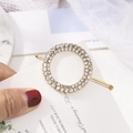 Elegante fermaglio per capelli circolare dorato con doppia fila di strass - Stile Tondo con Strass (B5303)