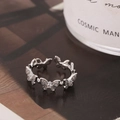 Anello a farfalla in argento con zirconi e design aperto regolabile per donna - Regolabile / Stile Farfalla Argento (L2405)