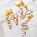 Détails de cinq anneaux de cheveux spirales dorés avec pendentifs ethniques rétro - Style Or Un (M3415)