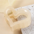 Elegant cream heart-shaped hollow hair claw clip with golden metal spring for women - Apricot (B3402)