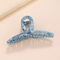 Grande molletta per capelli con motivo marmorizzato blu e bianco in stile arte - Blu 4(E3220蓝色4)