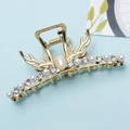 Detalle de pinza para el pelo dorada con forma de asta, perlas y diamantes de imitación - Estilo Cornamenta Perla Strass Dorada (E2311-珍珠水钻款)