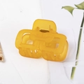 Pinza per capelli rettangolare gialla traslucida per donna in acrilico opaco premium - Giallo (B3406)