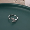 Sparkling butterfly silver ring with zircon inlay and adjustable open band design - Silver