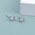 Orecchini a perno in argento 925 con cerchi rotanti in zirconi lucidi su sfondo verde acqua - Stile Argento (A1534)