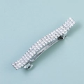 Elegante fermaglio per capelli argento con tre file di strass scintillanti e base curva - Argento