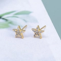 Elegante S925 Silber vergoldete Stern-Ohrstecker mit funkelnden Zirkonia-Steinen - Stern (A1530) / Gold