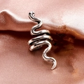 Silver alloy snake hair jewelry with intricate scale textures on pink silk background - Silver (E8513)