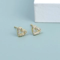 Elegante S925 Silber Gold Herz Ohrstecker mit Zirkonia-Pflasterstein-Einstellung - Gold A1529