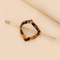 Forcina minimalista in acetato tartarugato con stelo in metallo dorato per capelli - Rombo (C1327)