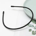 Slim black non-slip headband with thin ribbed fabric and rounded protective ends - Black (E2501)