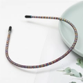 Detail of colorful metallic thin headband featuring non-slip protective black rubber tips - Multicolor (E2502)