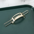 Elegant gold metal hair pin set with a minimalist geometric hollow rectangle frame - Smooth Gold (E7215)