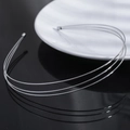 Minimalist silver triple layered metal headband with glossy finish for women - Triple Row (D2515) / Silver