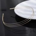 Minimalist double-layered golden alloy metal headband with sleek parallel wires for women - Triple Row (D2516) / Gold