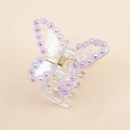 Elegant butterfly hair claw with purple rhinestones and transparent acrylic finish - Purple (B3401)