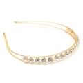 Elegant double-layered gold hairband with round white rhinestones for women - Gold Style (E4409)