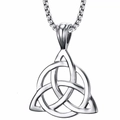 Polished silver triquetra pendant necklace with box chain for men and women - Silver Celtic Knot Style