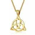 Polished gold Triquetra Celtic knot pendant with durable box chain necklace for men and women - Gold Celtic Knot Style