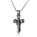 Collana vintage gotica in acciaio al titanio con pendente croce teschio e pugnale da uomo - Stile Pugnale Croce Teschio (Croce Corona + Catena in Acciaio Inossidabile)