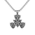 Collana vintage nodo celtico nordico con ciondolo in acciaio al titanio argento per uomo - Nodo Cinese + Catena in Acciaio Inossidabile