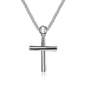 Detailansicht der polierten Baseball-Kreuz-Halskette aus Edelstahl mit Box-Kette - Silber