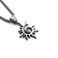 Punk style stainless steel sun flame pendant necklace with silver hollow spiral design - Spiral Sun With Stainless Steel Chain / Silver