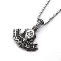 Viking Thor hammer axe pendant necklace with Valknut symbol on a classic box chain - Thor's Hammer Style
