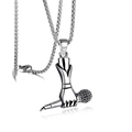 Silver punk rock microphone pendant necklace for singers with hip hop style 3D hand grip - Microphone Shape Titanium Steel Chain
