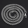 Polished silver stainless steel Cuban link necklace with secure lobster clasp for men - 6mm / 50cm / Steel