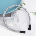Elegante cerchietto sottile con cristalli argentati scintillanti e punte antiscivolo - Stile Perle Grigio Argento (F041615-13#)
