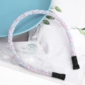 Cerchietto sottile con strass di cristallo multicolore e comode punte in tessuto nero - Stile Perle Iridescenti Sfumate (F041615-17#)