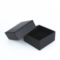 Elegant black jewelry gift box with diamond texture and classic two-piece lid - Black Necklace Box / Black