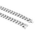 Polished silver stainless steel Cuban link necklace with a secure fold-over clasp for men - 6mm Width (Fold-over Clasp) / 18cm (Bracelet)