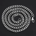 Collana a catena cubana in acciaio inossidabile argento lucido con chiusura a moschettone - 6mm / 80cm / Color Acciaio