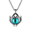 Collar gótico con colgante de ojo de dragón y acabado en metal plateado agrietado - Gran Ojo Azul con Cadena de Acero
