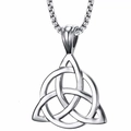Silver stainless steel Celtic Triquetra knot pendant with box chain necklace - Celtic Knot Style