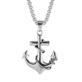 Collana con pendente ad ancora hip hop in acciaio inossidabile argento con corda e catena - Ancora Grande Croce + Catena in Acciaio al Titanio
