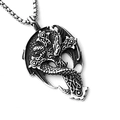 Vintage Drachen Anhänger Halskette aus Edelstahl mit keltischem Knoten und antikem Silber - Fledermausdrache