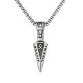 Vintage stainless steel Viking arrow necklace with Rune engravings and square chain - Arrow Style / Silver