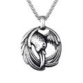 Vintage Edelstahl Halskette mit Krähen-Anhänger im rustikalen Silber-Finish - Großer Vogelschnabel