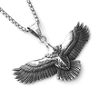 Vintage punk eagle pendant necklace in polished stainless steel with box chain - Eagle