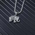 Collar con colgante de elefante vintage de acero de titanio con patrones étnicos y cadena fina - Dije de Elefante (Cadena Inox)