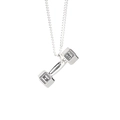 Silver dumbbell fitness necklace with Phil 4:13 engraving for gym enthusiasts - Silver Curb Chain