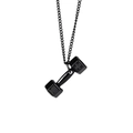 Minimalist black dumbbell necklace for fitness lovers with a sleek stainless steel pendant - Black Curb Chain