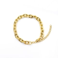 Polished gold stainless steel thick curb chain bracelet with adjustable lobster clasp - 8-Side Ground / 7mm / Gold