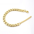 Men's bold gold-plated Cuban link bracelet with lobster clasp and extension chain - NK Chain / 7mm / Gold