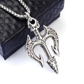 Collier pendentif trident en argent poli pour hommes en acier inoxydable durable - Style Harpon