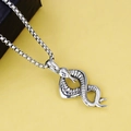 Collana punk in acciaio inossidabile con ciondolo a serpente infinito su catena box - Serpente Infinity con Catena in Acciaio